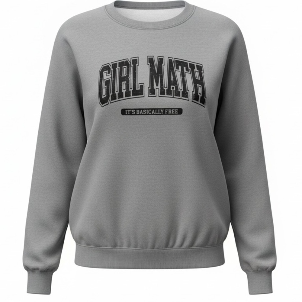 Cozy Gray “Girl Math… it’s basically free” Graphic Sweatshirt
